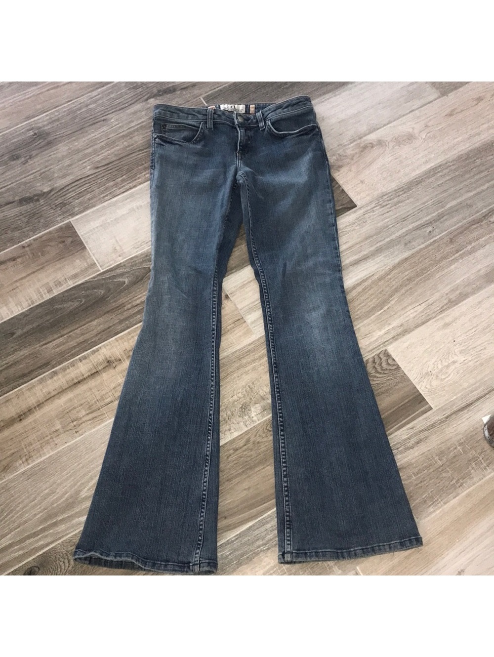 Vintage Juicy Couture Women's Blue Flare Jeans Size 28 - Perfect Condition